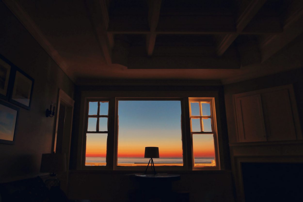 Dawn sunrise through windows